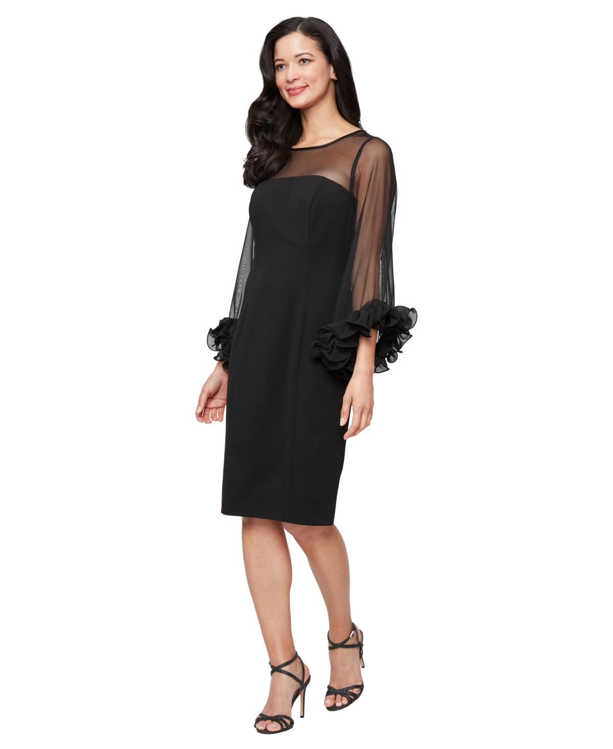 Women's Scuba Crepe Scoop-Neckline Sheath Dress - Black
