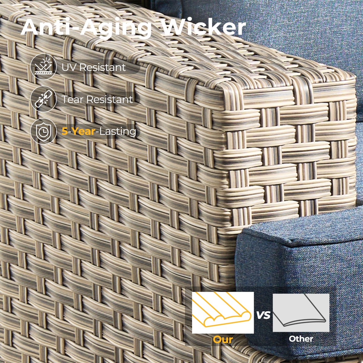 Xizzi Wicker Outdoor Patio Furniture Set, 9PCS Rattan Modular Sectional Sofa,Outside Swivel Rocking Chairs Coversation Set with Side Table