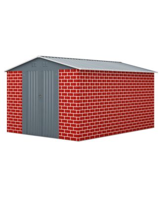 8"x12" Outdoor Storage Shed, Huge Metal Shed with 2 Double Hinged Doors