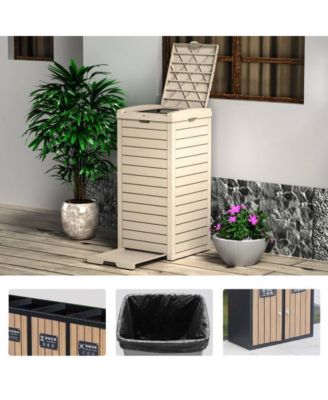 31 Gallon Large Outdoor Trash Can with Lid and Liquid Drawer
