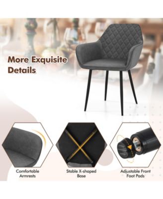 Leisure Dining Chair Set of 4 Upholstered Accent Chairs w/ Curved Backrest