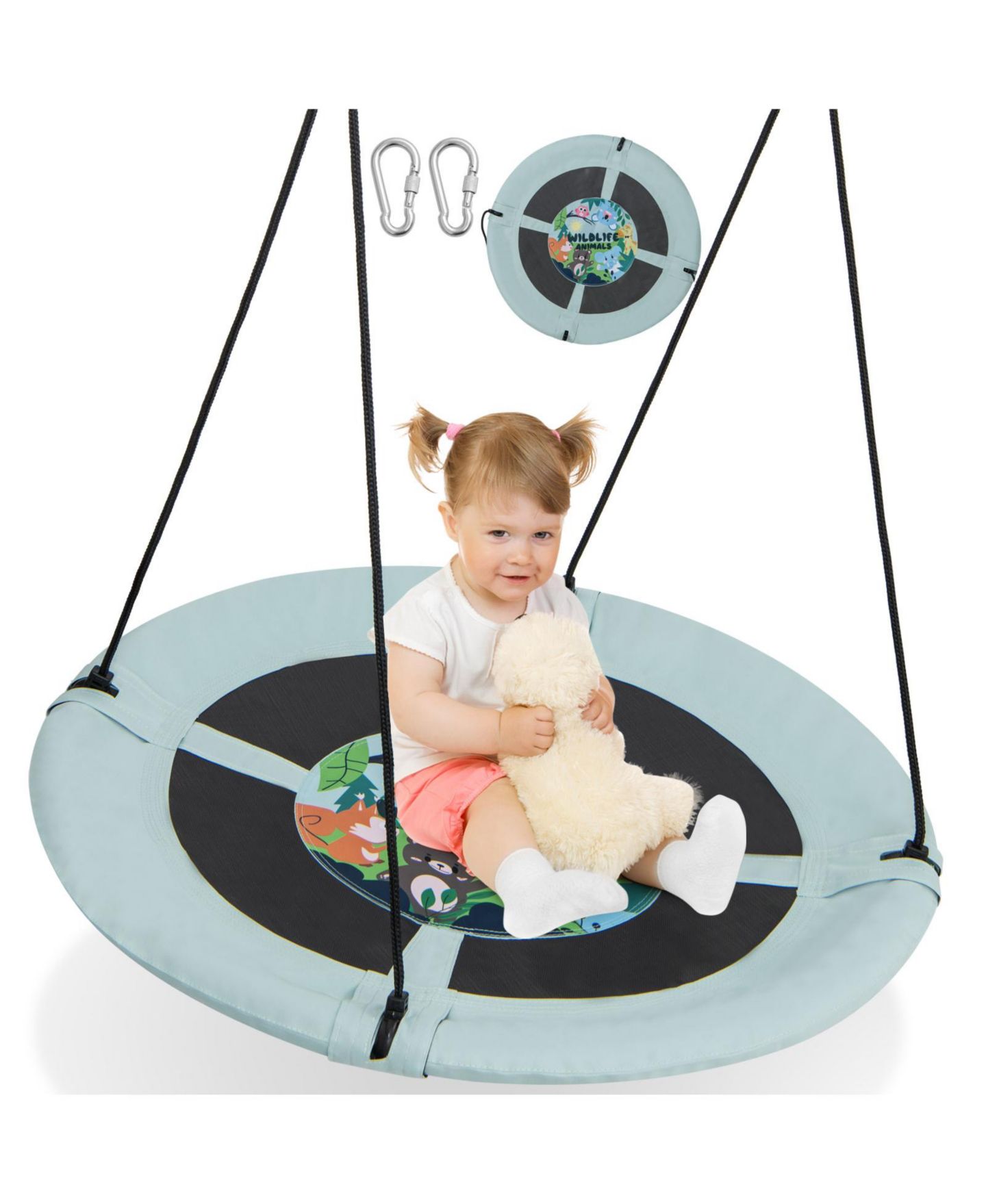 Детская игрушка Mecale 40" Adjustable Hanging Ropes Weather-Resistant Saucer Swing, Ages 3+, цвет: Серый — фото 3