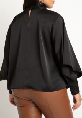 Women's Draped Neck Satin Blouse