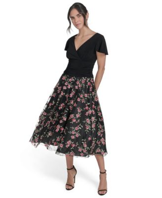 Women's Embroidered-Skirt Fit & Flare Dress