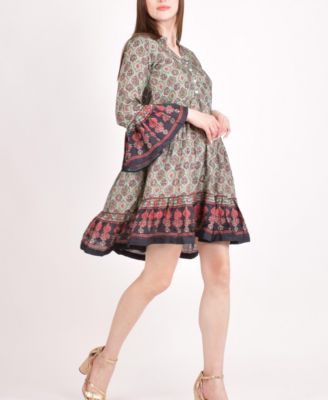 Women's Boho Green Mini Dress