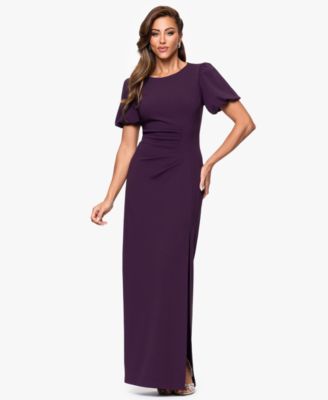Women's Scuba Crepe Boat-Neck Long Sheath Dress