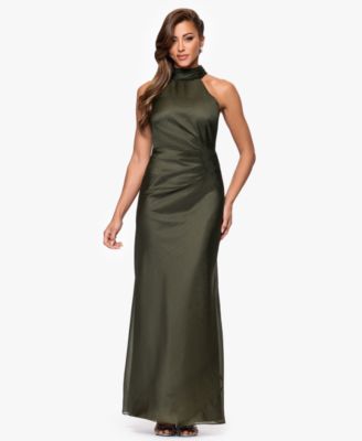 XSCAPE - Women's Organza High-Neck Long Sheath Dress