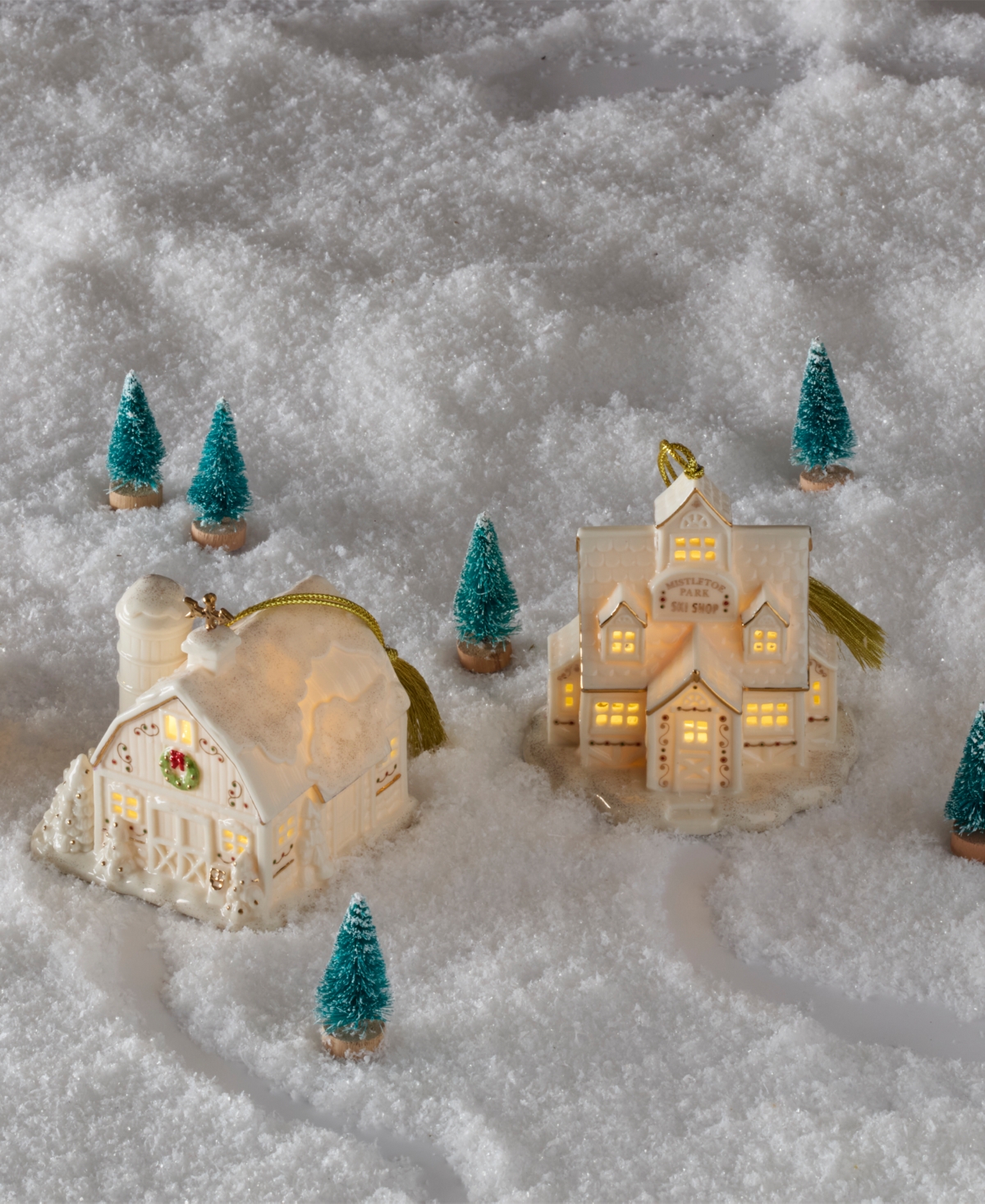 New For 2025! Lenox Mistletoe Park Barn Lit Ornament