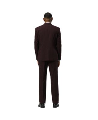 Men's Stacy Adams 3-Piece Paisley Jacket With Solid Vest And Pants Suit Peak Lapel