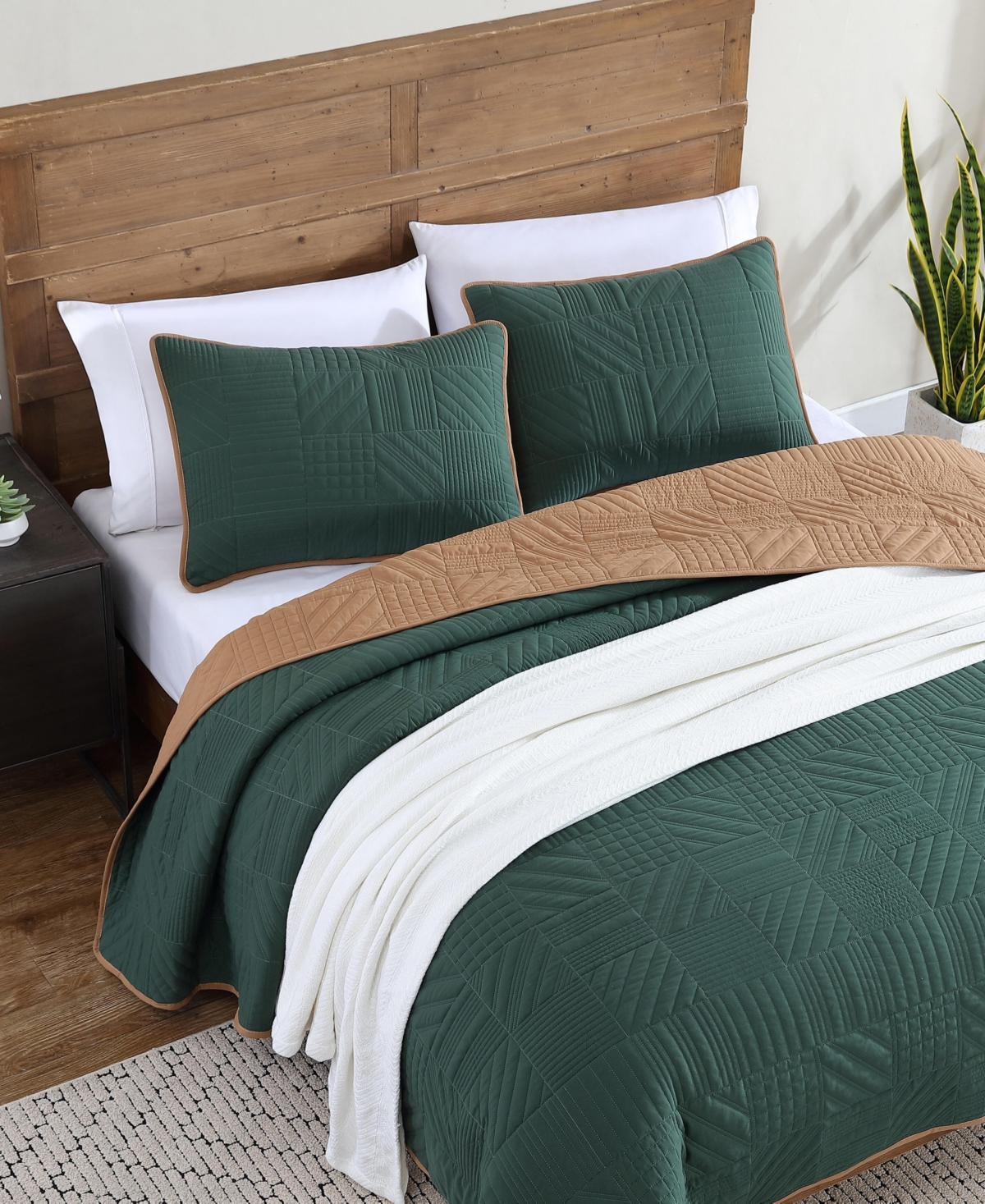 Eddie Bauer Solid Washed Microfiber Reversible 3-pc. Quilt Set, Full/queen In Multi