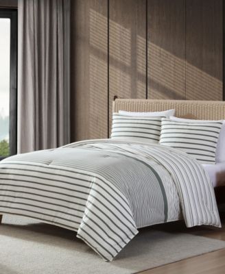 Cooper Stripe Cotton Reversible 3-Pc. Comforter Set, Full/Queen