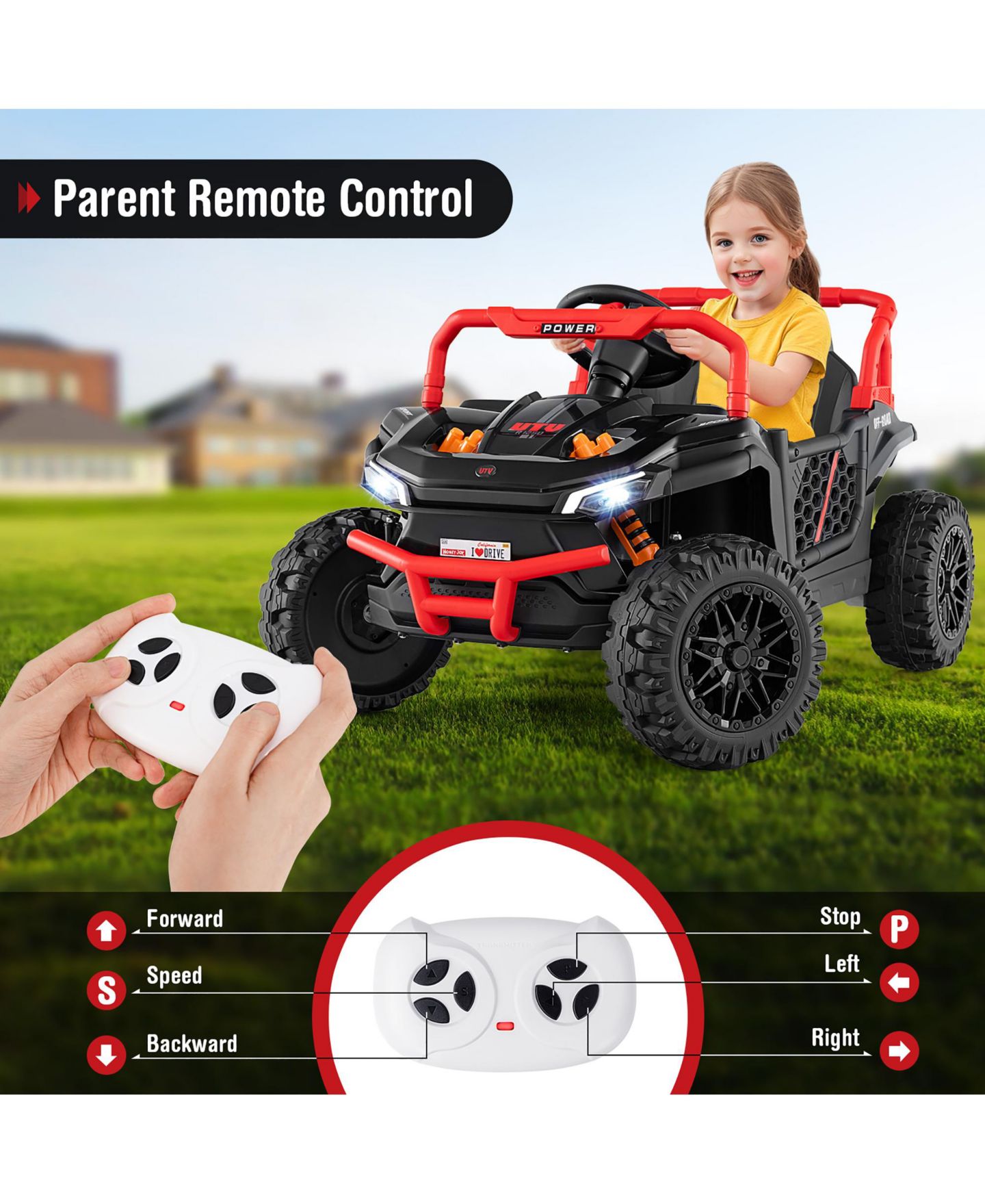 Детская игрушка Gymax 12V Kids Ride-On Truck with Parental Remote Control, 55 lbs, от 3 лет, цвет: Чёрный — фото 2