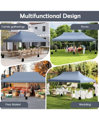 10 x 20FT Pop-up Canopy Tent Folding Instant Sun Shelter w/ 3 Adjustable Heights