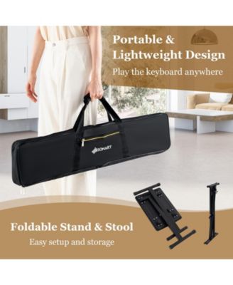 61-Key Portable Electronic Keyboard Piano Complete Digital Piano Set with Stand and Stool
