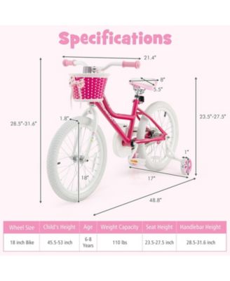 Kids Bicycle 18 Inch Toddler and Kids Bike with Training Wheels for 6-8 Year Old Kids