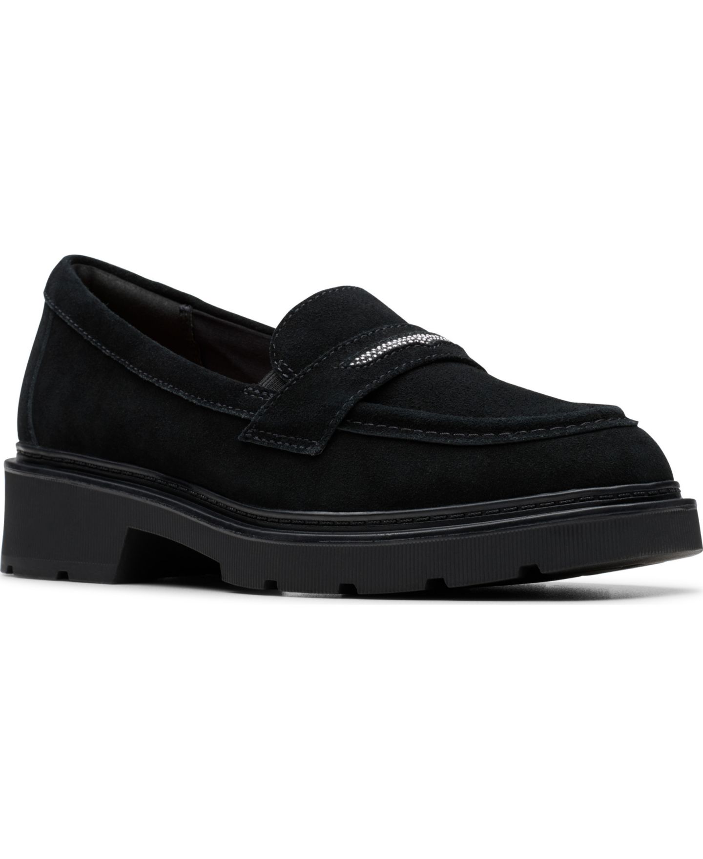Женские туфли Clarks Lauryl Step Round Toe, цвет: Чёрный замшевый — фото 1