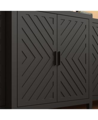 High quality black hemp flour multifunctional four door dressing table, wooden storage cabinet, side cabinet