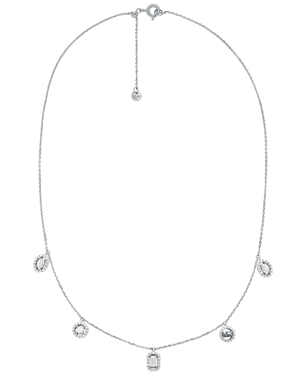 Michael Kors Rhodium-plated Sterling Silver Multi Stone Necklace In Silver