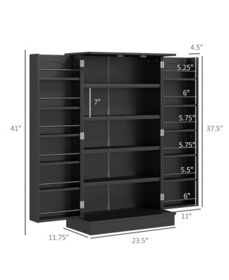 Kitchen Pantry Storage Cabinet w/ 5-tier Shelving, 12 Spice Racks