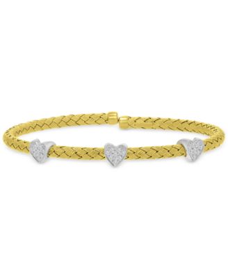 Cubic Zirconia Link Cuff Bracelet in 14k Yellow Gold Over Sterling Silver