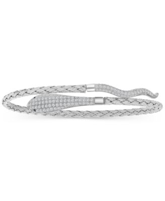 Cubic Zirconia Link Bypass Bracelet in Sterling Silver