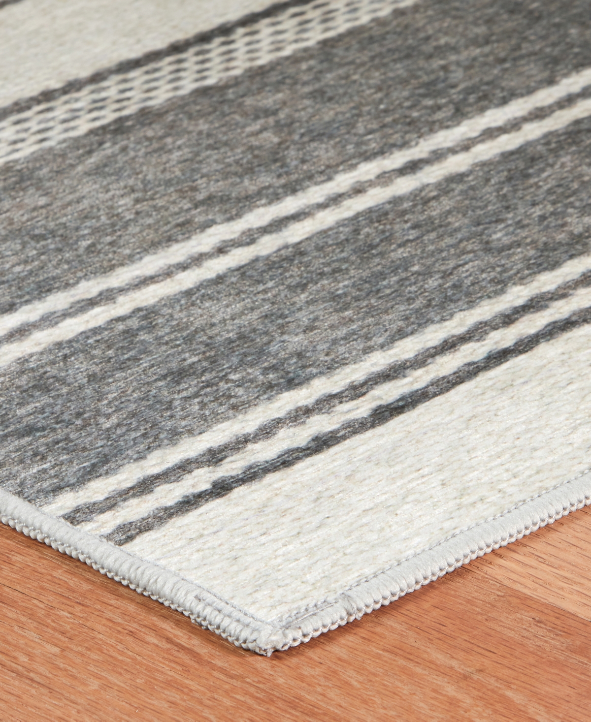 Dash And Albert Rugs By Annie Selke Bowman Stripe Machine Washable Da2338 5'x8' Area Rug In Gray
