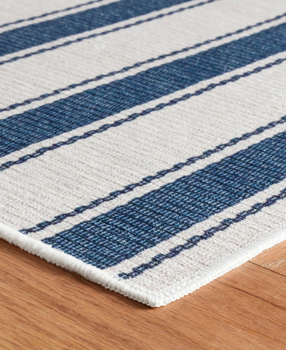Dash And Albert Rugs By Annie Selke Blue Awning Machine Washable Da2033 5'x8' Area Rug In Blue