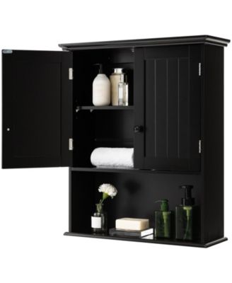2-Door Wall Mount Bathroom Storage Cabinet with Open Shelf