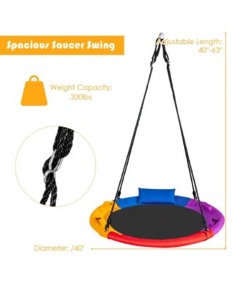 40 inch Saucer Tree Outdoor Round Platform Swing with Pillow and Handle