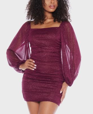 B Darlin - Women's Glitter Jersey Short Bodycon Dress