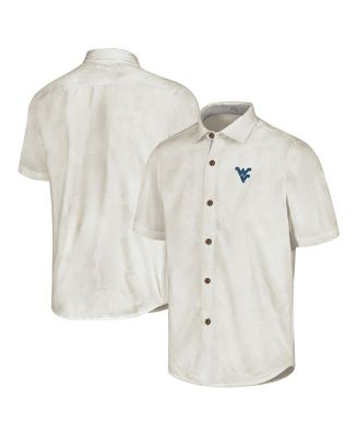 Tommy Bahama - Men's White West Virginia Mountaineers Coconut Point Palm Vista IslandZone Camp Button-Up Shirt
