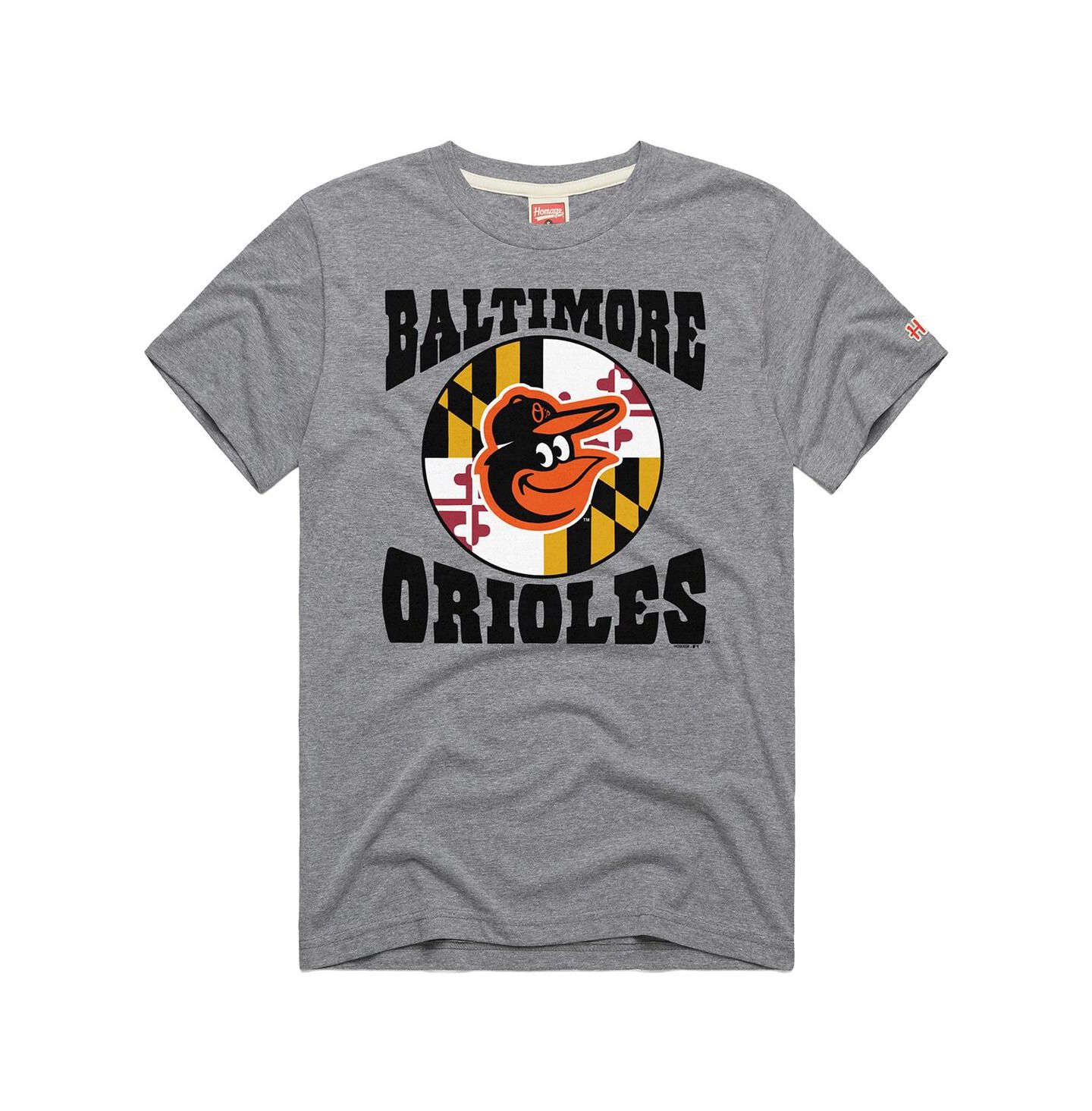Мужская футболка Homage Gray Baltimore Orioles Hyper Local Tri-Blend — фото 2