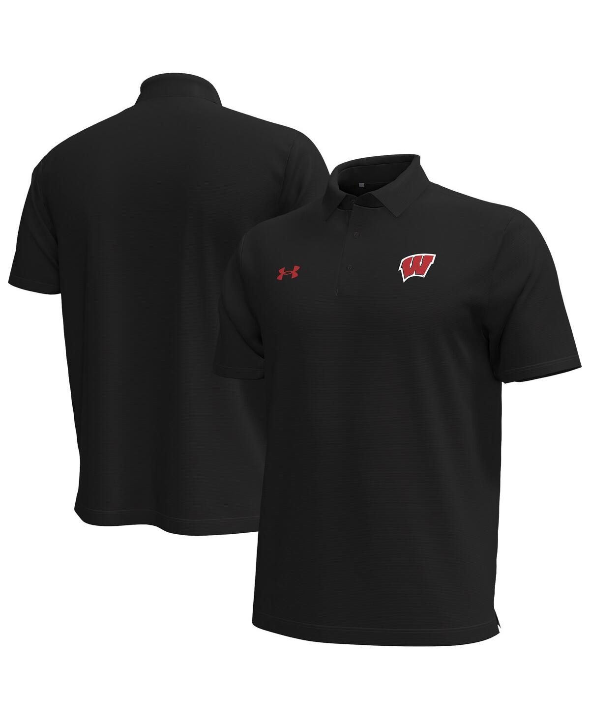 Men's Black Wisconsin Badgers Playoff Chest Stripe Performance Polo Shirt - Black