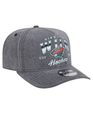 Men's Charcoal Minnesota Wild Throwback Washed A-Frame Pre-Curved 9FIFTY Snapback Hat