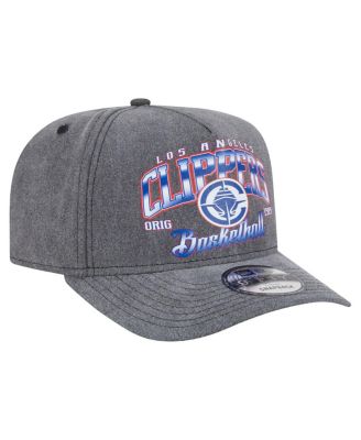 Men's Charcoal LA Clippers Throwback Washed Pre-Curved 9FIFTY Snapback Hat
