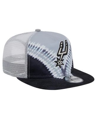 Men's Black/Silver San Antonio Spurs Throwback Dye Golfer Snapback Hat