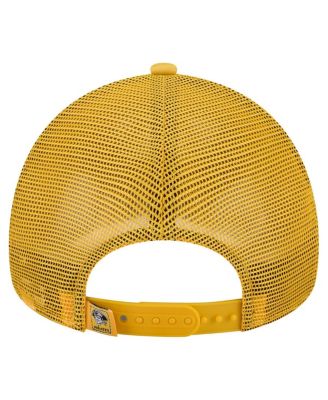 Men's White/Gold Pittsburgh Pirates Distressed 9FORTY A-Frame Adjustable Trucker Hat