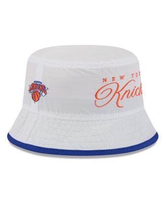 New Era - Men's White/Blue New York Knicks 2025 NBA Draft Nylon Bucket Hat