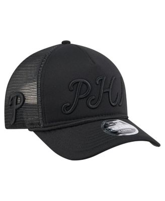 Men's Black Philadelphia Phillies City Initial 9FORTY A-Frame M-Crown Adjustable Trucker Hat