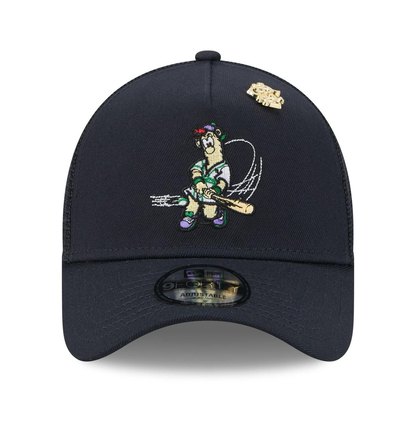 Мужская кепка New Era Navy Atlanta Braves 2025 Big League Chew A-Frame 9FORTY Adjustable Trucker Hat — фото 2
