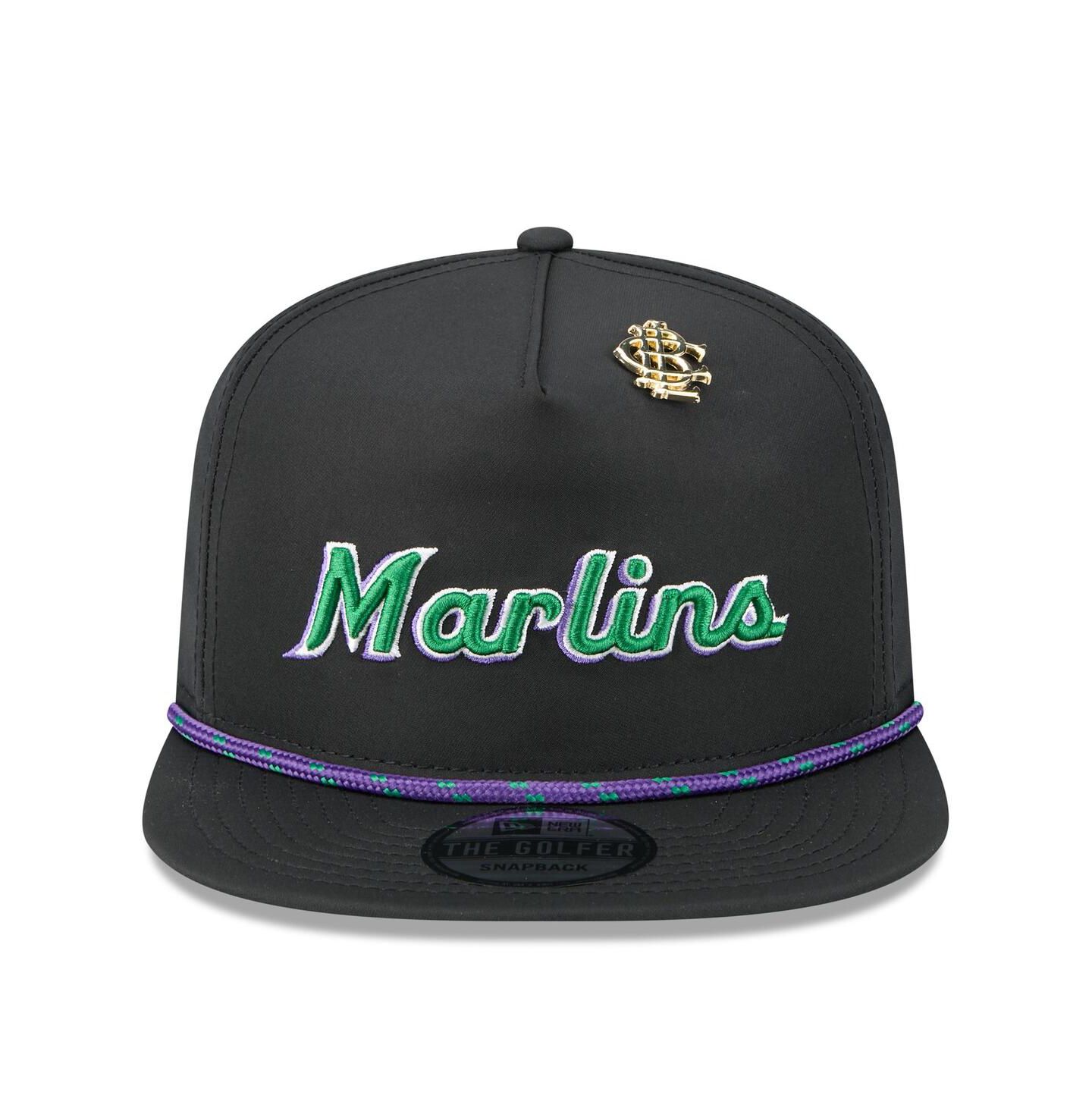 Мужская кепка New Era Black Miami Marlins 2025 Big League Chew Golfer Snapback Hat — фото 2