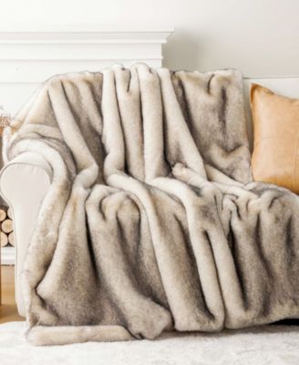 Luxury Tipped Faux Fur Throw, 50" x 60"
