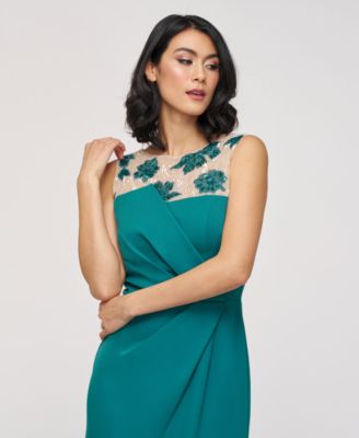 Women's Adelaide Illusion-Yoke Embellished Sheath Dress
