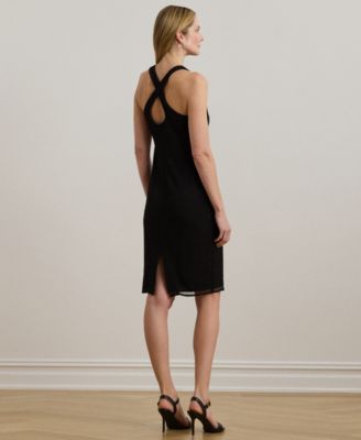 Women's Beaded Netting Sleeveless Cocktail Dress