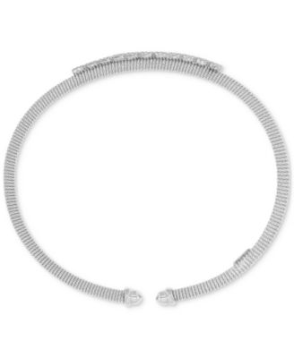 Round-Cut Cubic Zirconia Mesh Cuff Bracelet in Sterling Silver or 14k Gold or 14k Rose Gold Over Sterling Silver