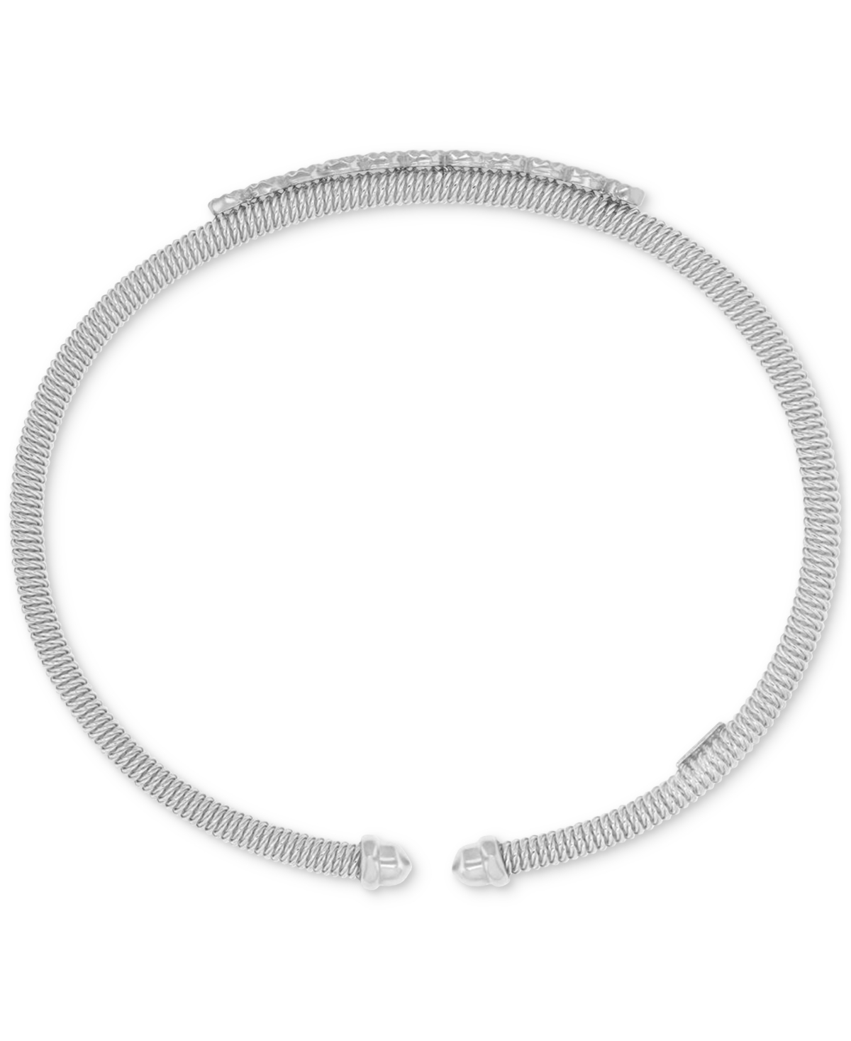 Macy's Round-cut Cubic Zirconia Mesh Cuff Bracelet In Sterling Silver Or 14k Gold Or 14k Rose Gold Over Ste In Silver