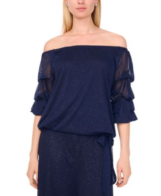 MSK - Women's Mesh Off-The-Shoulder Top