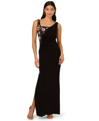 Adrianna Papell Women's Jersey Beaded Long Sleeveless Dress