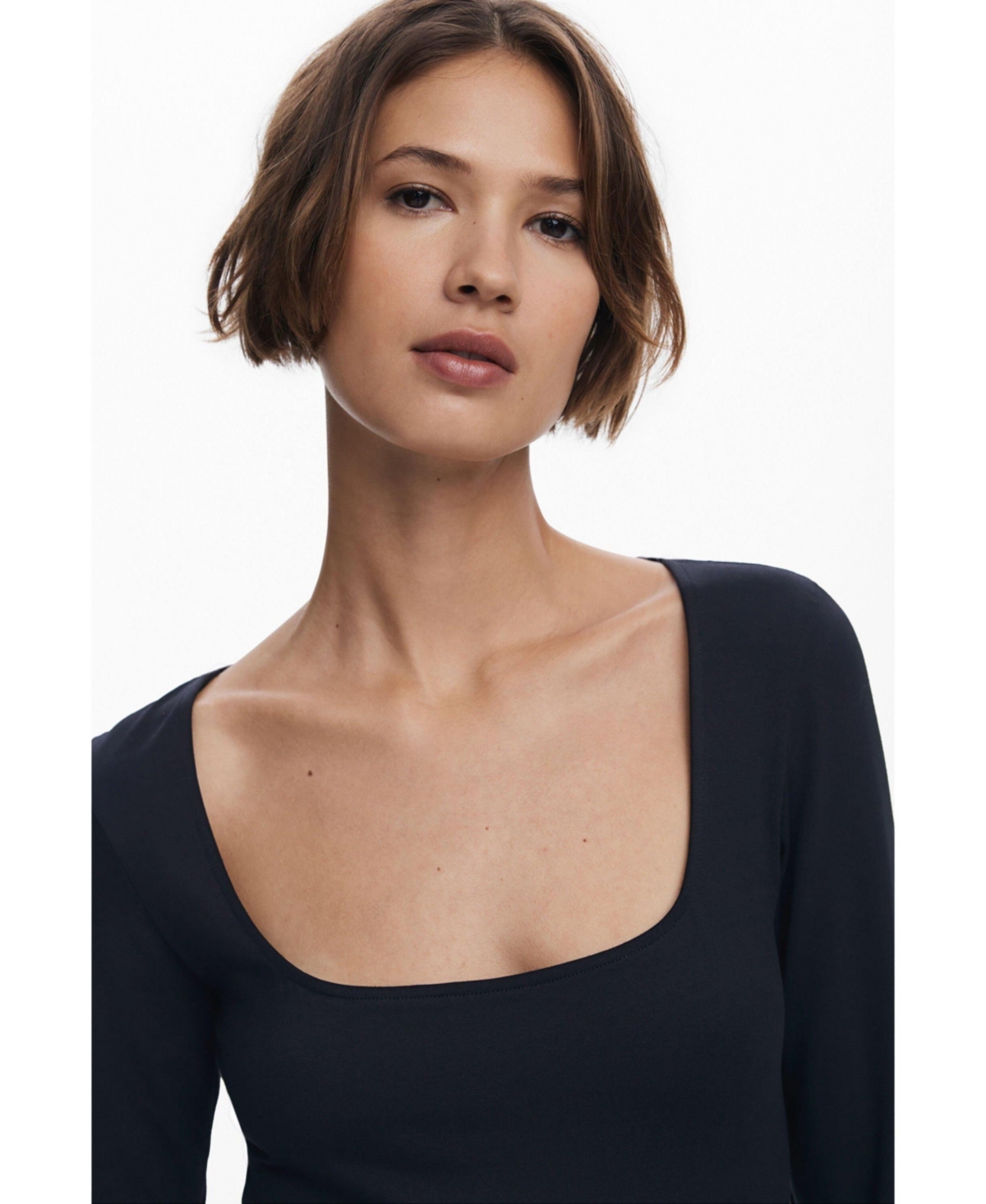 Desigual Lily Long Sleeve Jersey Midi Dress In Black