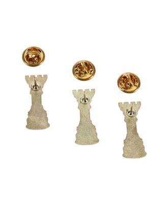 Metal Rook Chess Pins, Gold, Bulk Pack of 10